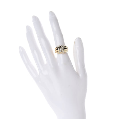 Tiffany 18K Yellow Gold Diamond Large Signature X Ring 50 5.25 2 of 5