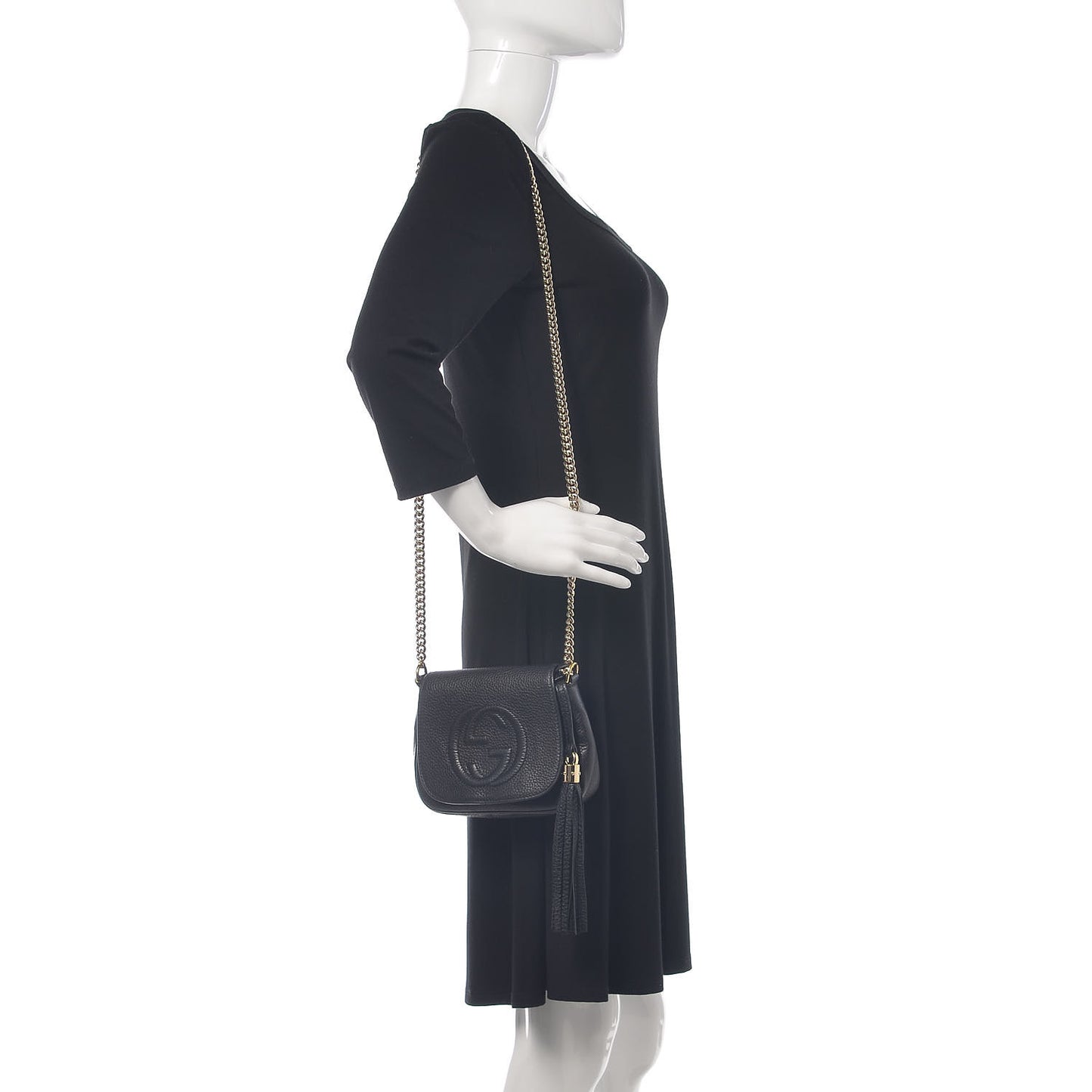 Pebbled Calfskin Small Soho Flap Crossbody Black