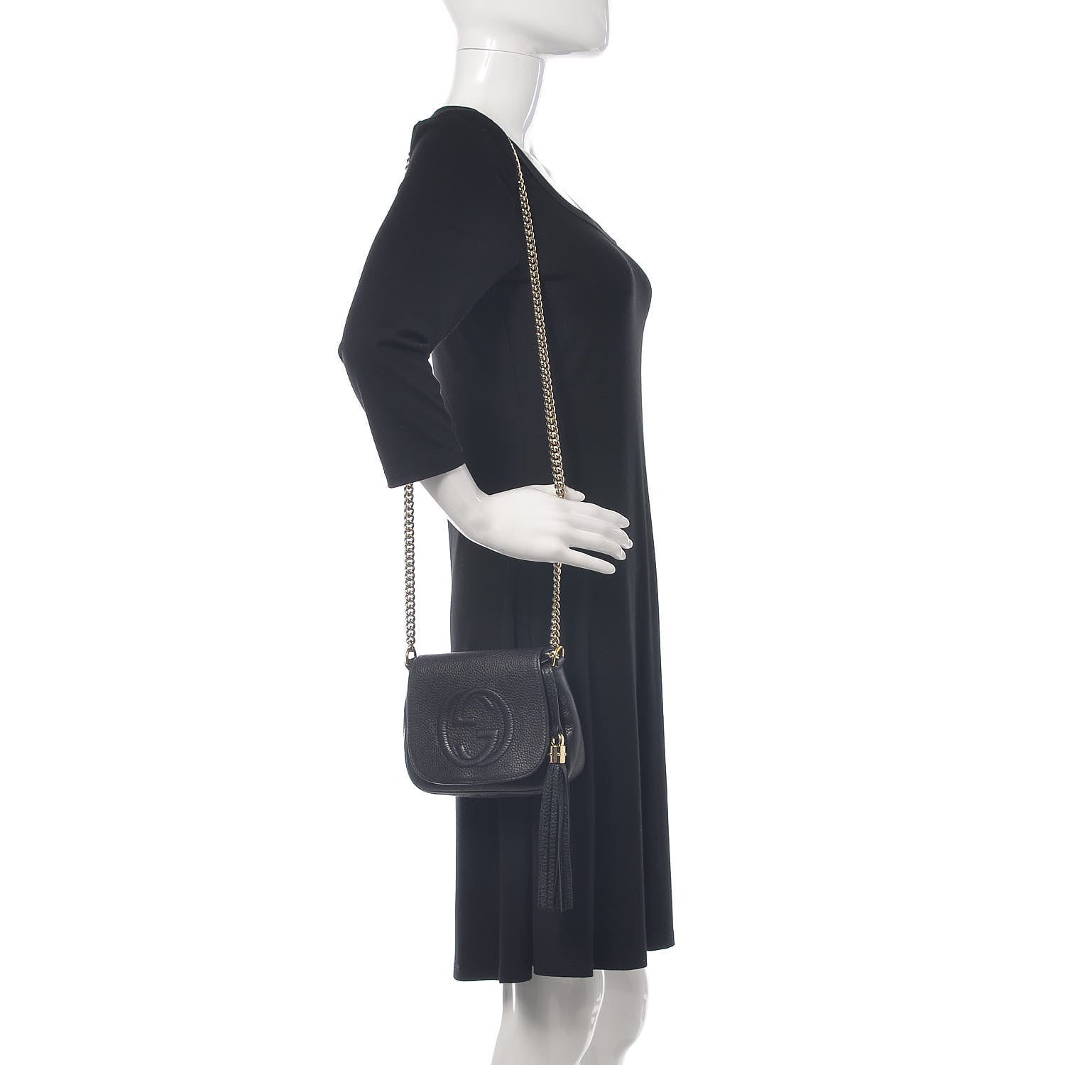 Gucci Pebbled Calfskin Small Soho Flap Crossbody Black 2 of 15