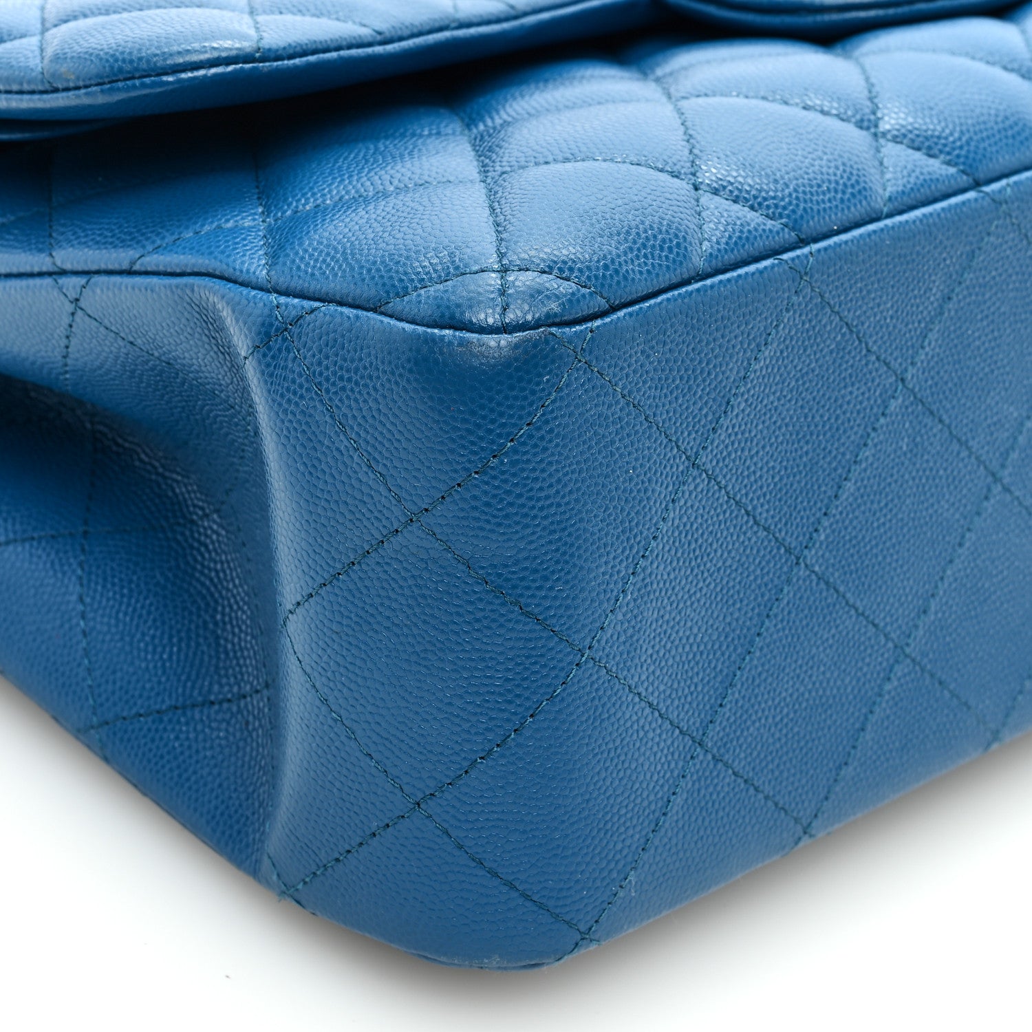 Chanel Caviar Quilted Jumbo Double Flap Blue 9 of 10
