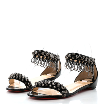 Christian Louboutin Shiny Nappa Lame Sirene Gypsoflat Sandals 40 Black 3 of 8
