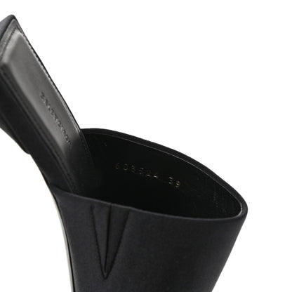 Balenciaga Satin Square Mule Heel Sandals 39 Black 8 of 10