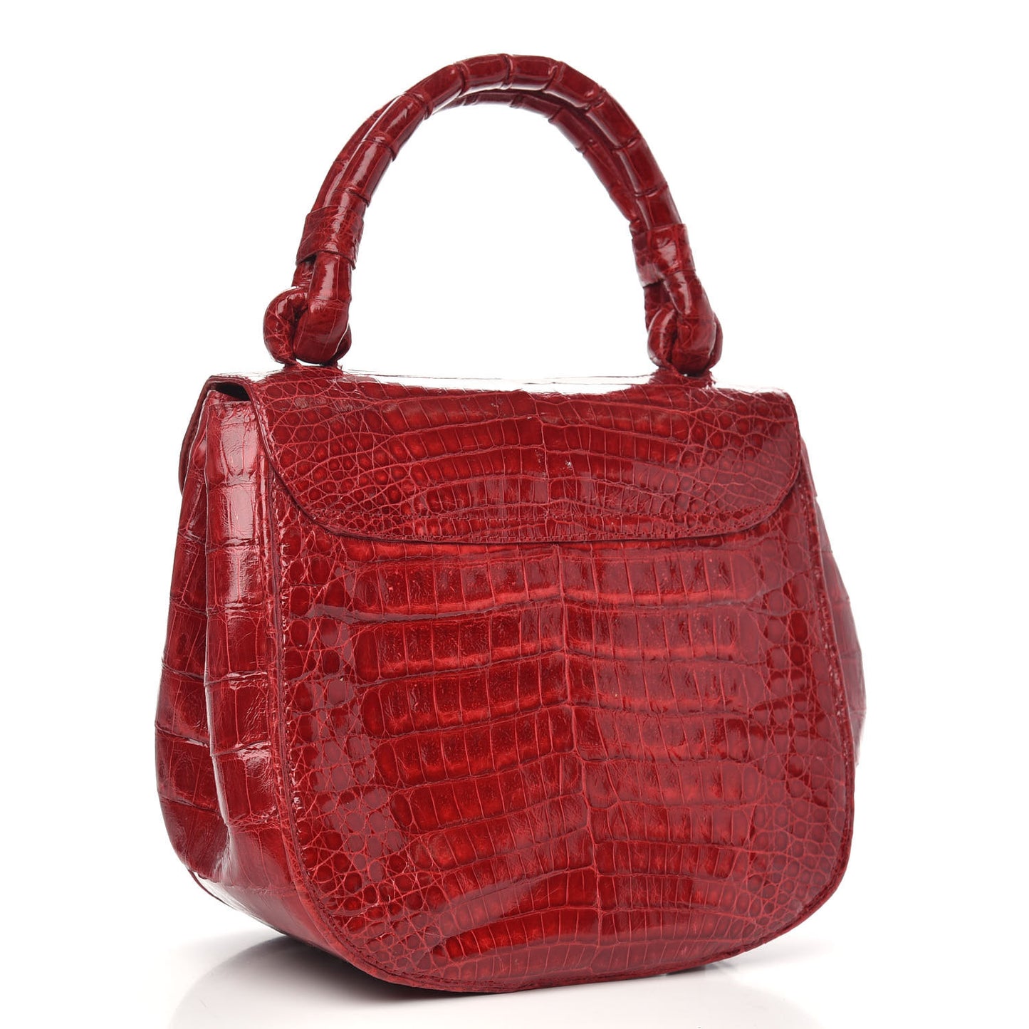 Crocodile Top Handle Bag Red