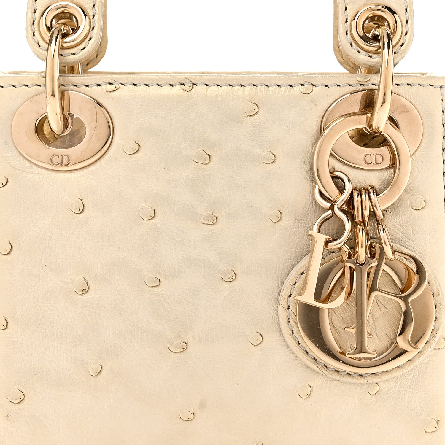 Christian Dior Iridescent Ostrich Micro Lady Dior Latte 7 of 9