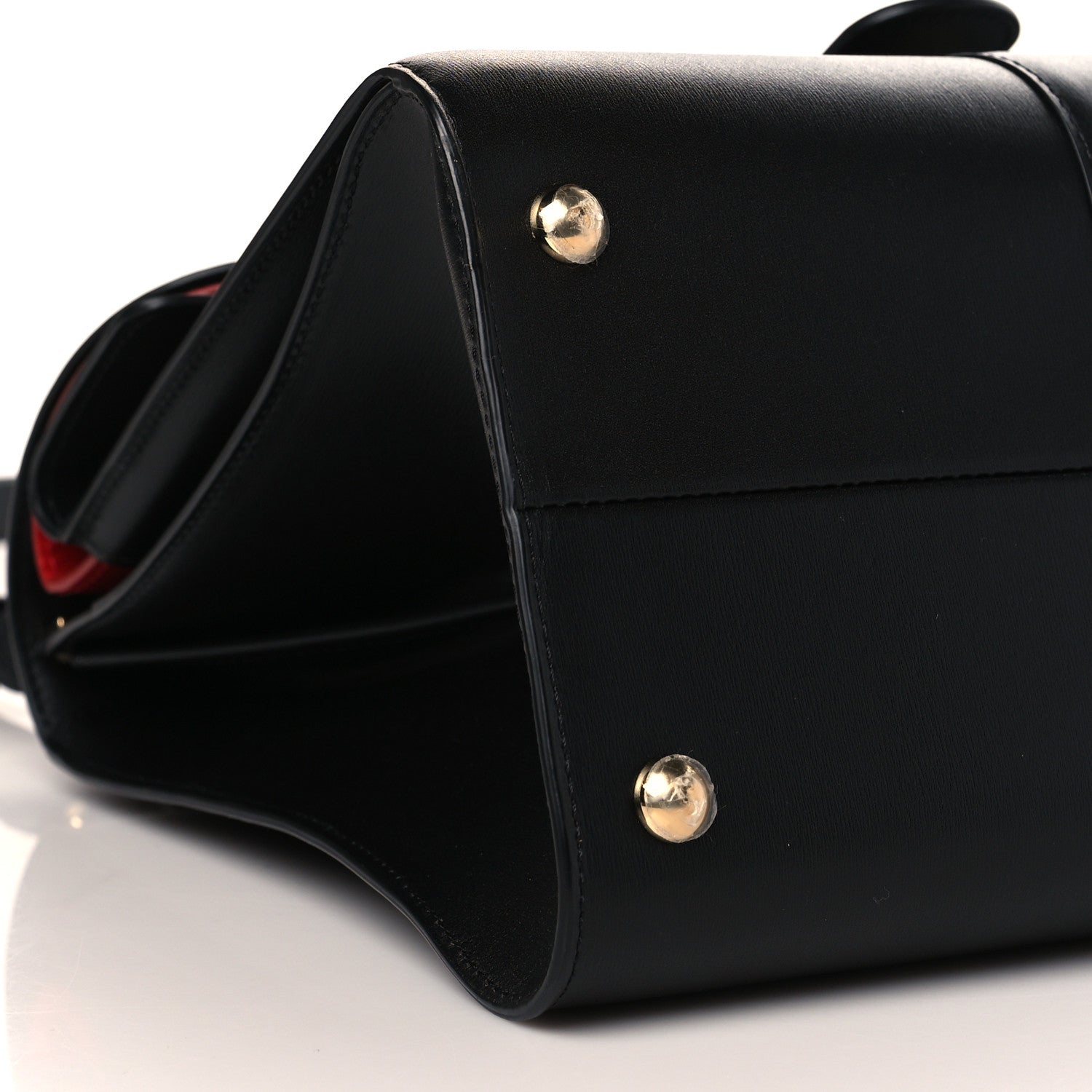Delvaux Box Calfskin MM Brillant Pocket Satchel Black Red 9 of 10
