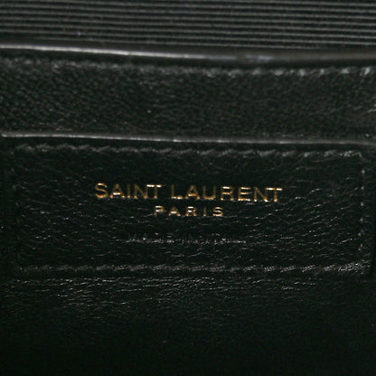 Saint Laurent Grain De Poudre Textured Mixed Matelasse Triquilt Small Monogram Satchel Dark Beige 6 of 10