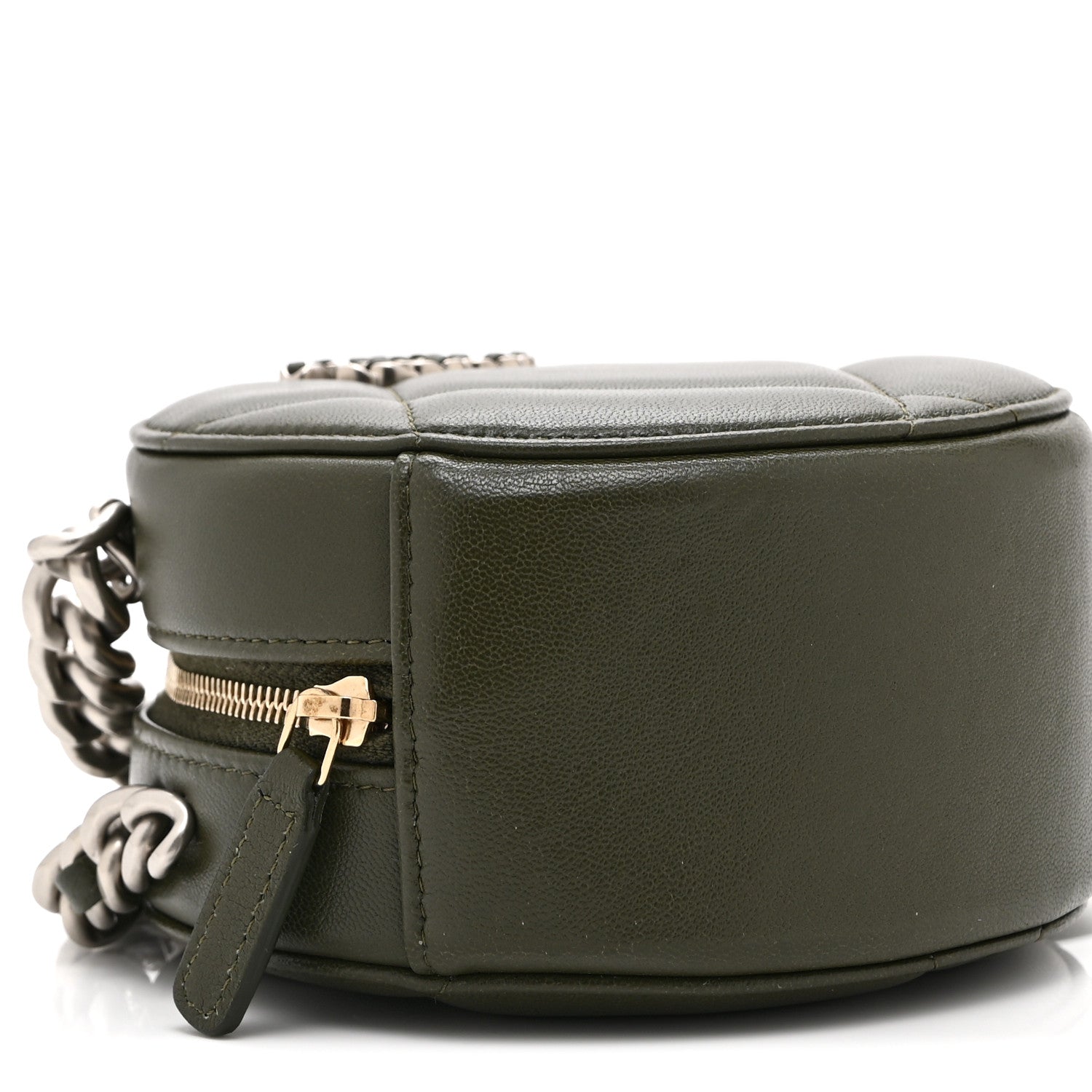 Chanel Lambskin Quilted Chanel 19 Round Clutch With Chain Khaki 9 of 10