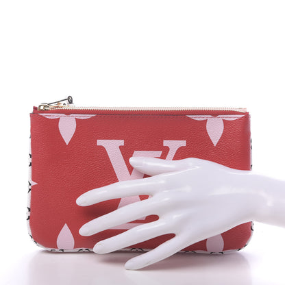 Louis Vuitton Monogram Giant Double Zip Pochette Rouge 2 of 10