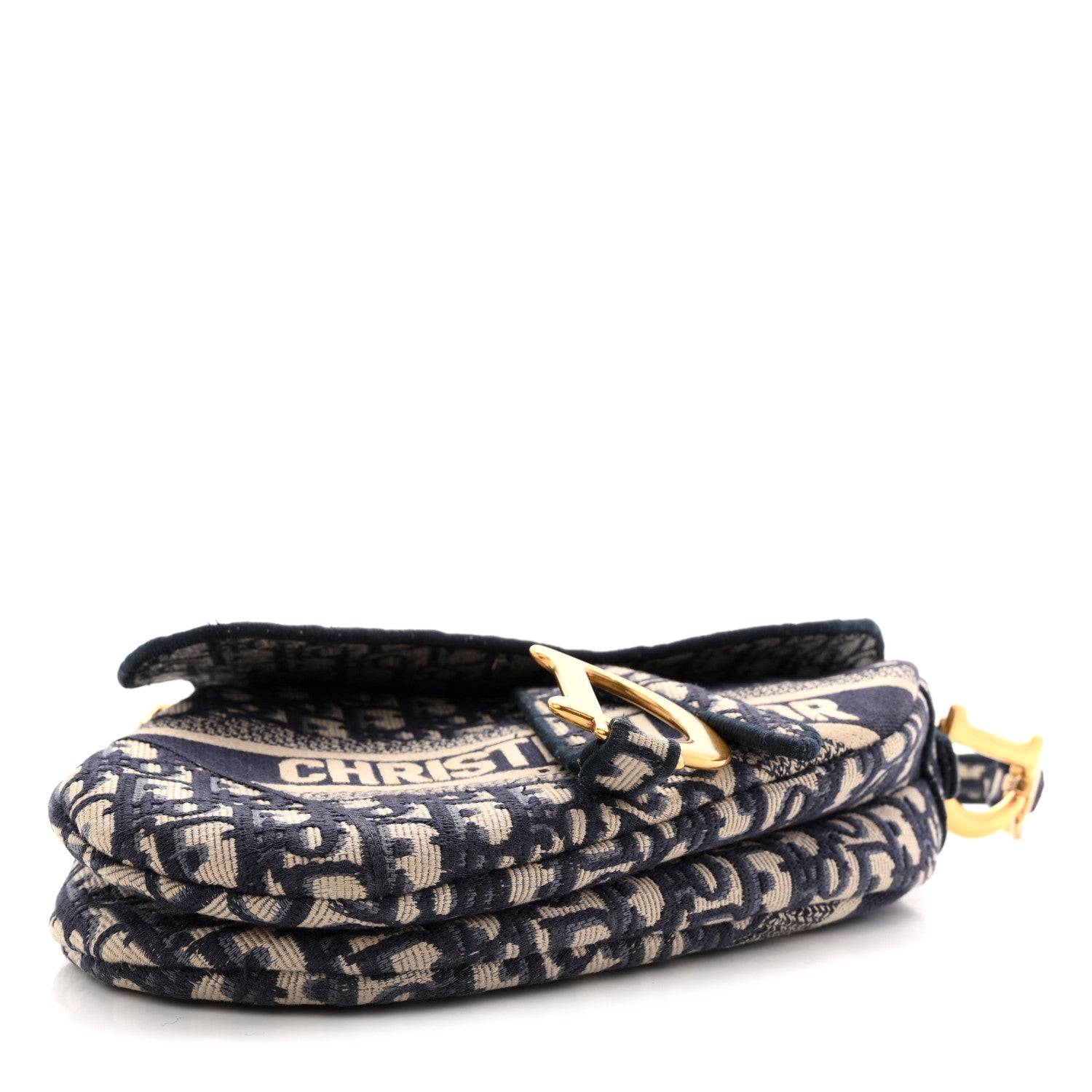 Christian Dior Oblique Embroidered Saddle Bag Blue 4 of 13