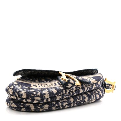 Christian Dior Oblique Embroidered Saddle Bag Blue 4 of 13