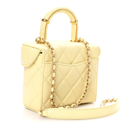 Chanel Lambskin Handle Crush Small Vanity Case With Chain Jaune Clair 3 of 13