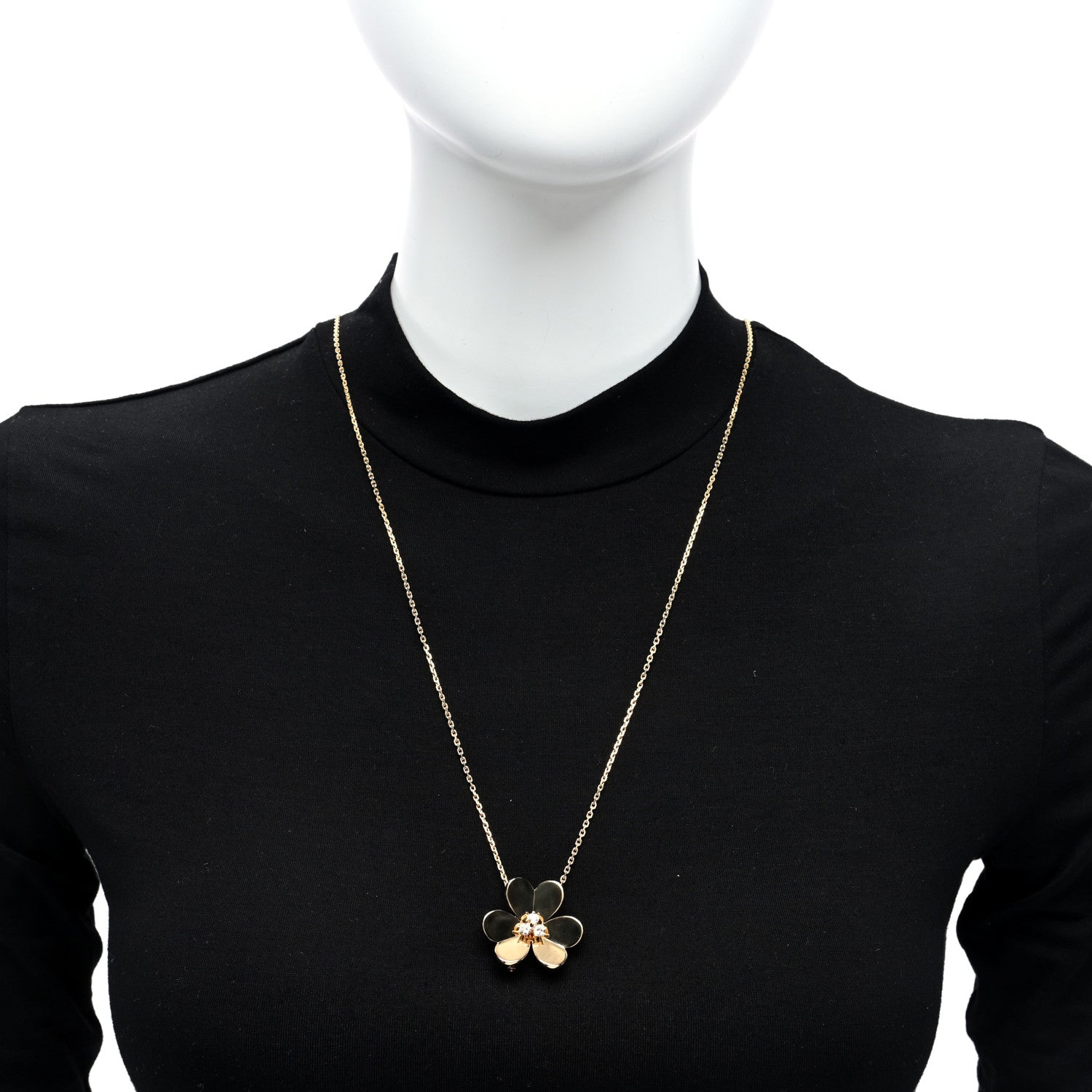 Van Cleef & Arpels 18K Yellow Gold Diamond Very Large Frivole Clip Pendant Necklace 2 of 6