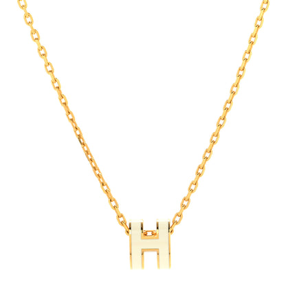 Hermes Lacquered Gold Mini Pop H Pendant Necklace White 4 of 6
