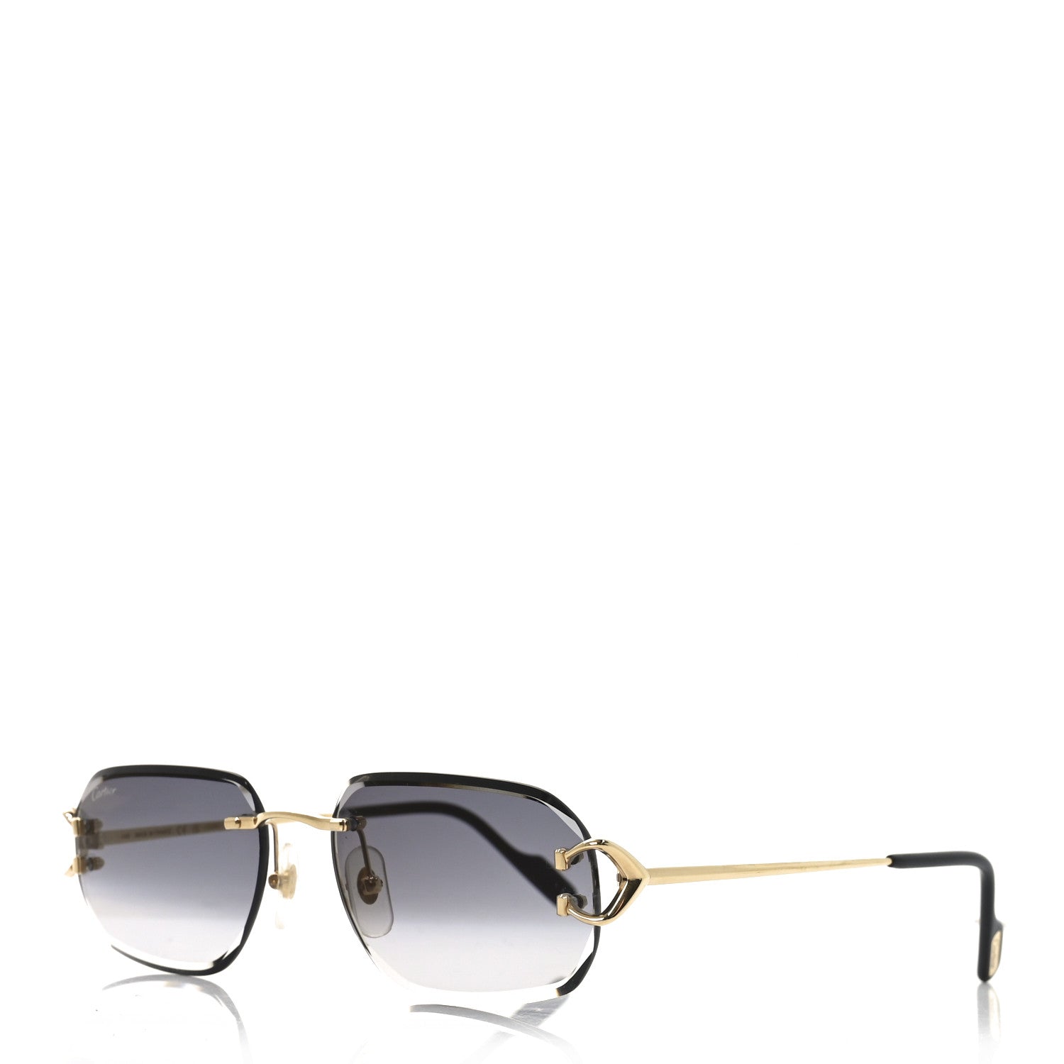 Cartier Metal Rimless C Decor Sunglasses CT0468S Gold Grey 1 of 7