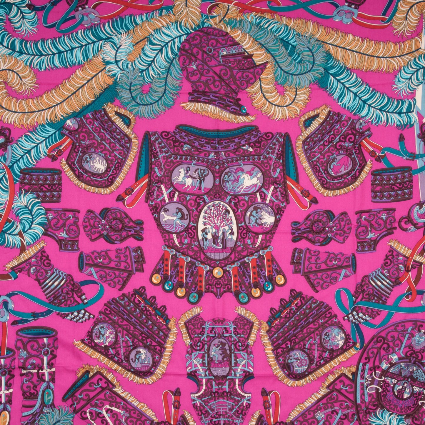 Cashmere Silk Sous L'Egide De Mars Shawl 140 Rose Vif Canard Prune