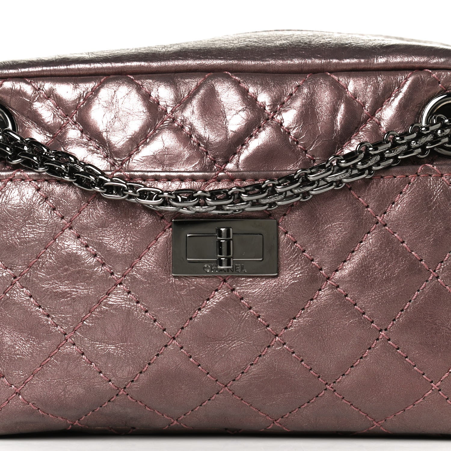 Chanel Metallic Aged Calfskin Quilted Small Reissue Camera Case Rose Fonce 8 of 12