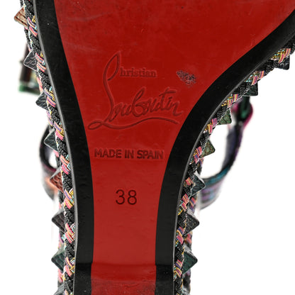 Christian Louboutin Patent Calfskin Lin By The Night Pyraclou 110 Wedge Sandals 38 Black Multicolor 7 of 9