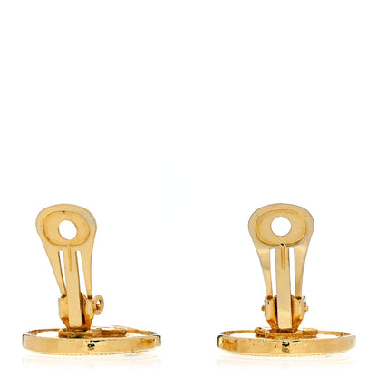 Chanel CC Round Clip On Earrings Black Gold 3 of 4