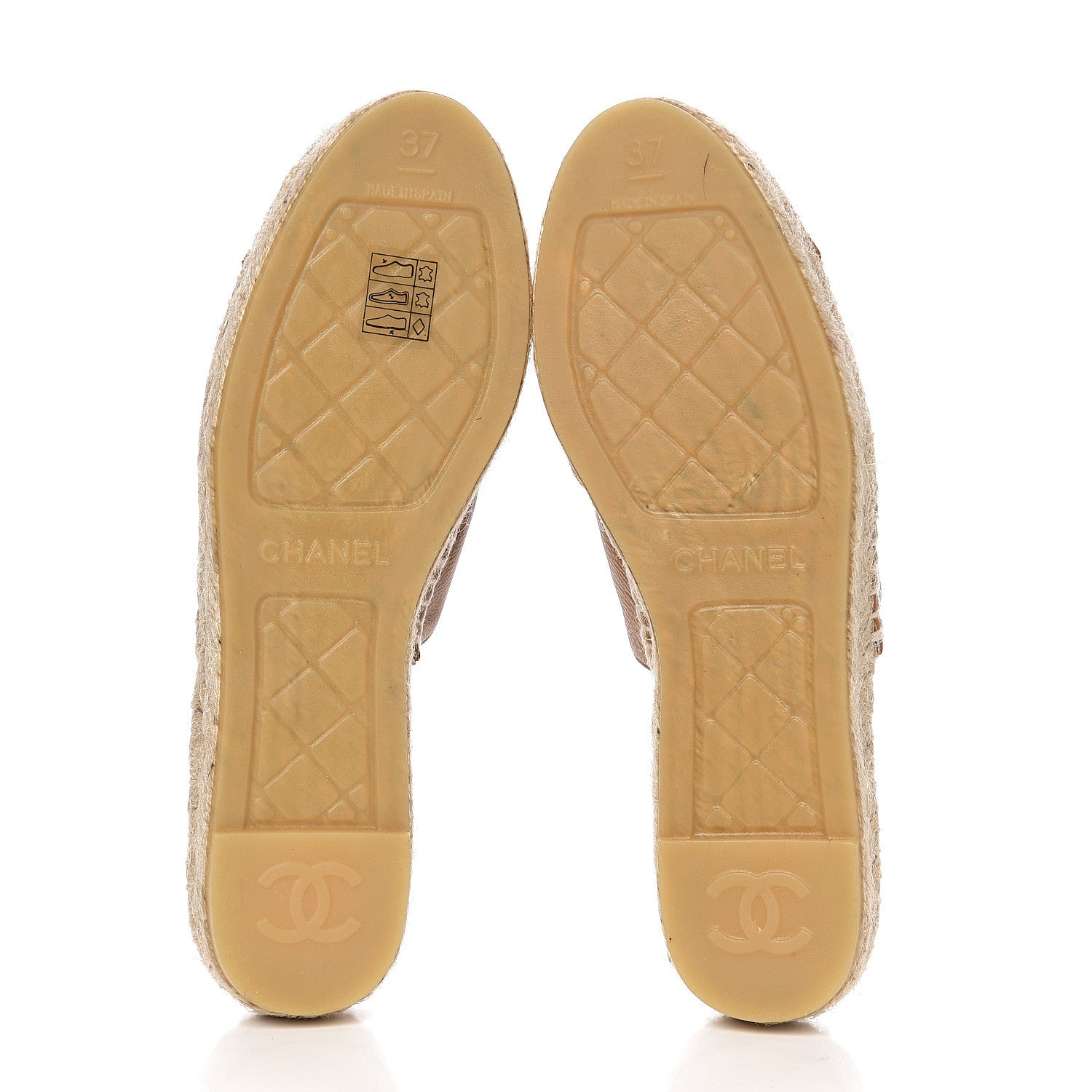 Chanel Calfskin CC Espadrille Mules 37 Light Brown 5 of 11
