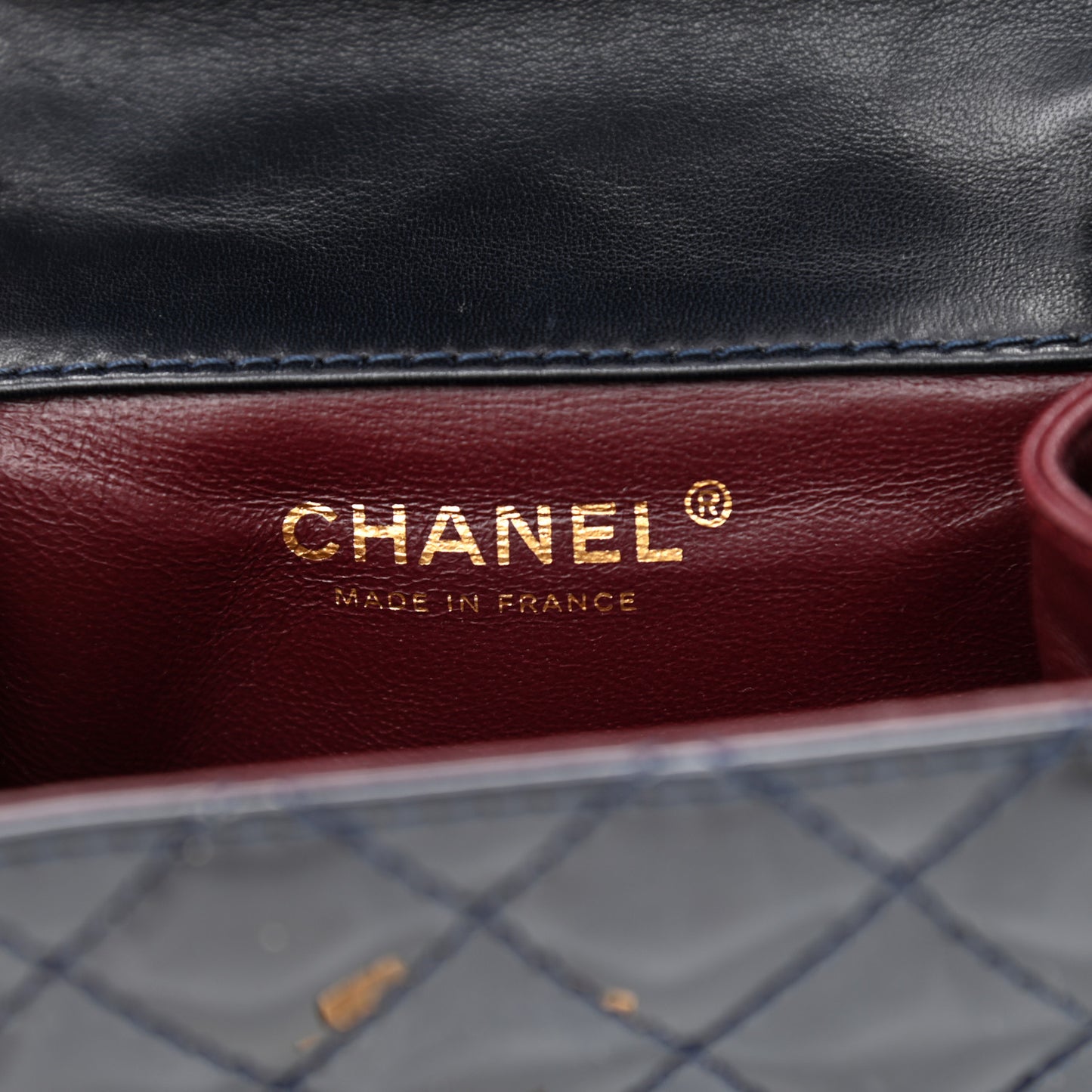 Patent Quilted Reissue Double Flap Clutch Navy