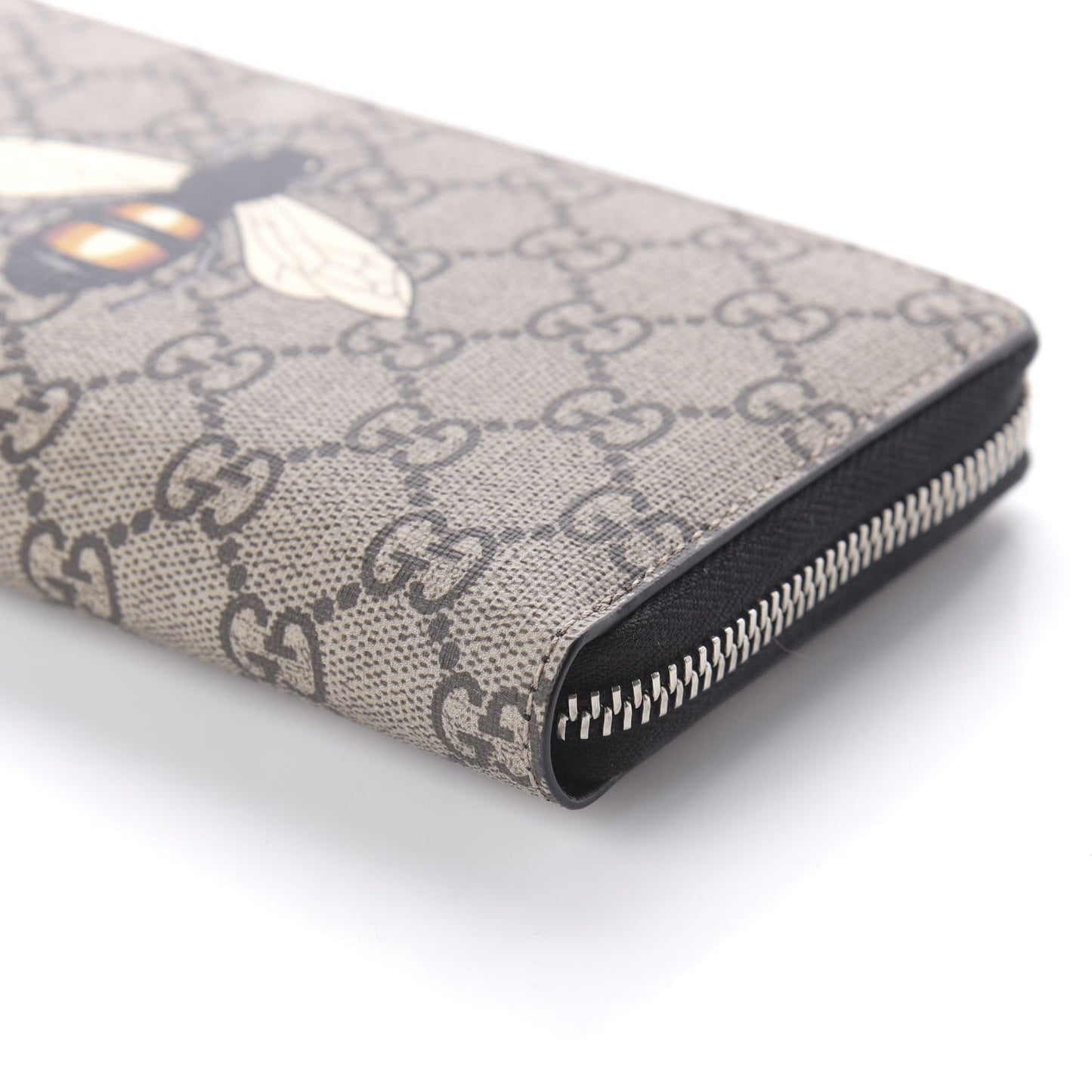 GG Supreme Monogram Bee Zip Around Wallet
