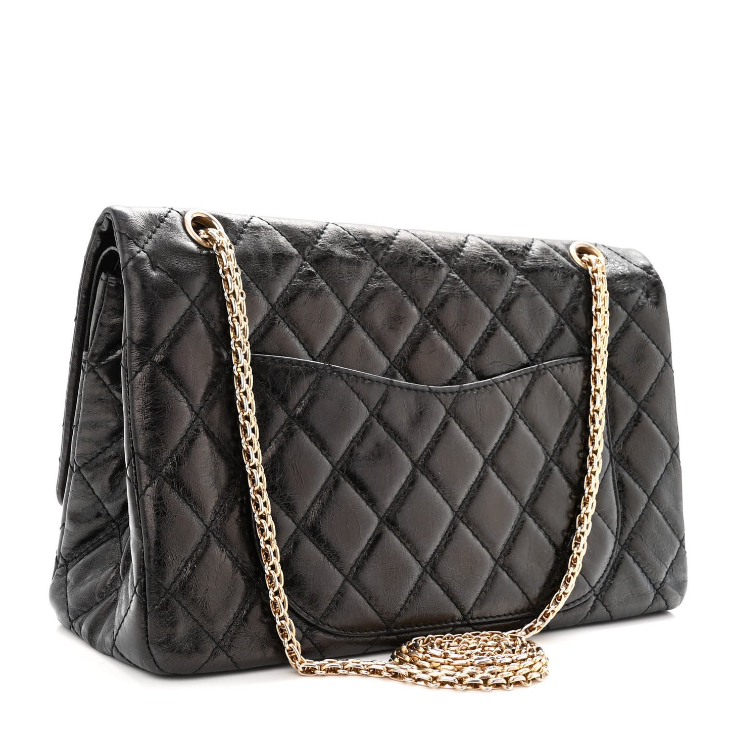 Aged Calfskin Quilted 2.55 Reissue 227 Flap Black