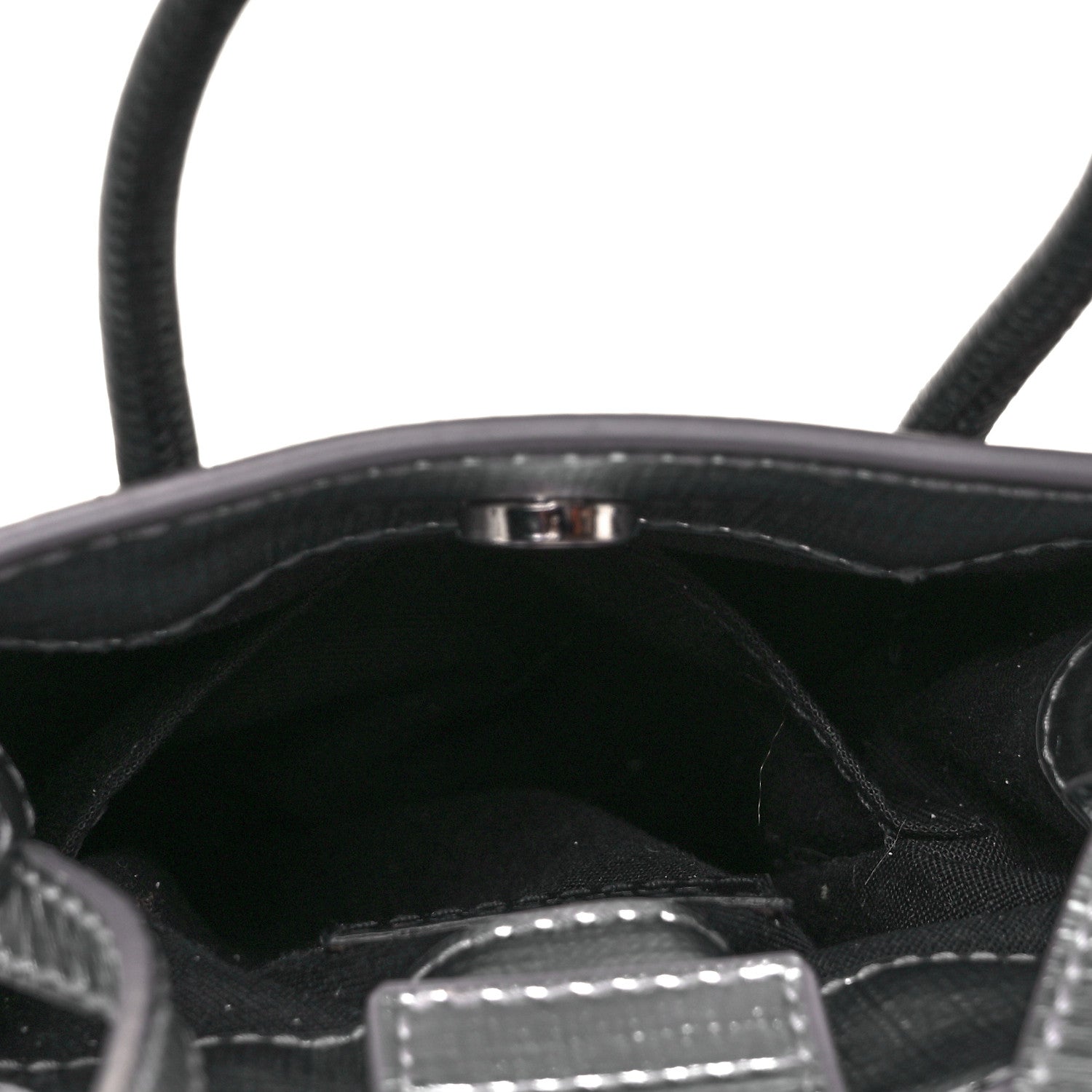 Balenciaga Metallic Textured Calfskin Logo Shopping Phone Holder Bag Silver 5 of 7
