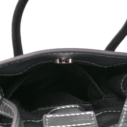 Balenciaga Metallic Textured Calfskin Logo Shopping Phone Holder Bag Silver 5 of 7