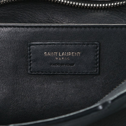 Saint Laurent Smooth Calfskin Crocodile Embossed Small Monogram Downtown Cabas Black 6 of 12
