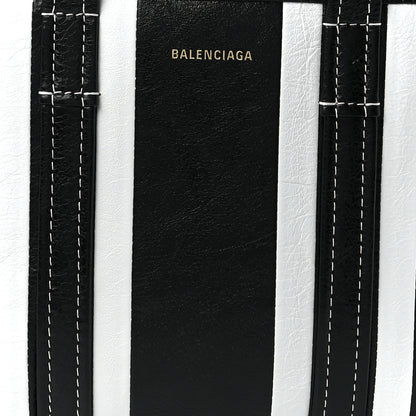 Balenciaga Agneau Arena Striped Patchwork Small Barbes East West Shopper Black White 7 of 10