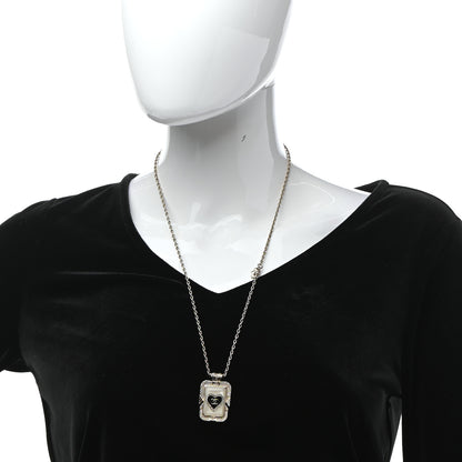 Chanel Metal Resin Enamel Crystal CC Necklace Gold Black White 2 of 6