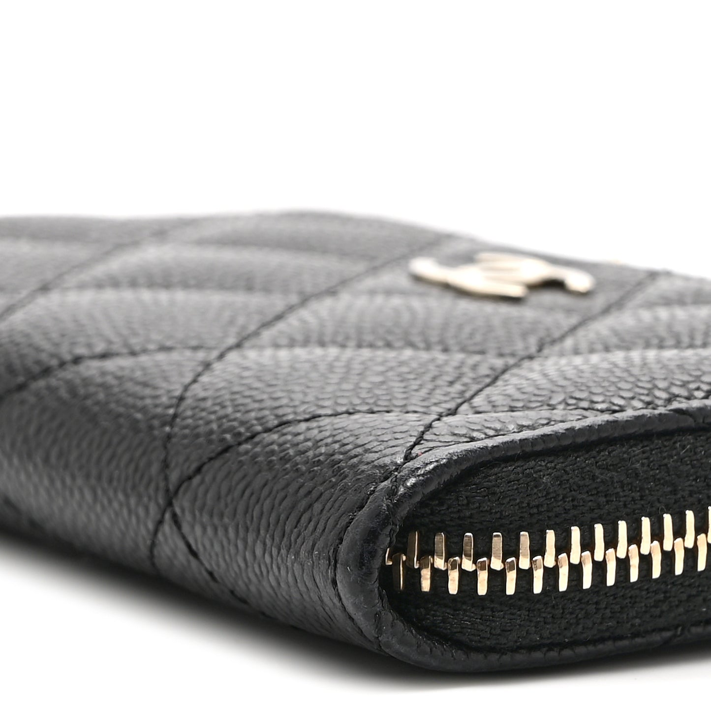 Caviar Quilted Zipped Key Holder Case Black