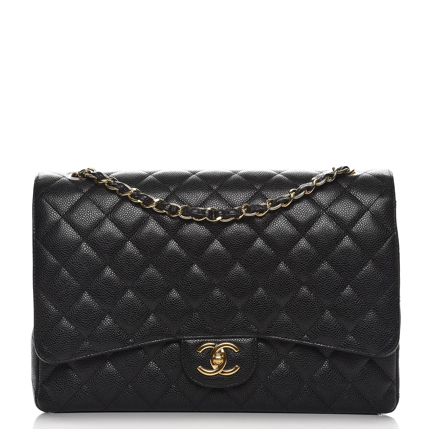 Caviar Quilted Maxi Double Flap Black