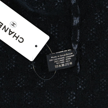 Chanel Cashmere Wool Silk CC Beanie Hat Black White 4 of 4