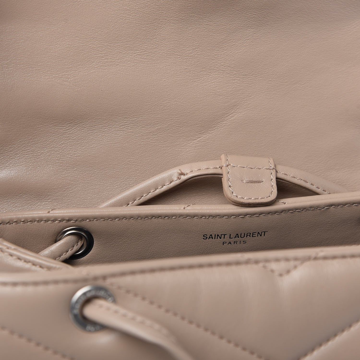 Saint Laurent Calfskin Y Quilted Monogram Small Loulou Backpack Dark Beige 13 of 13