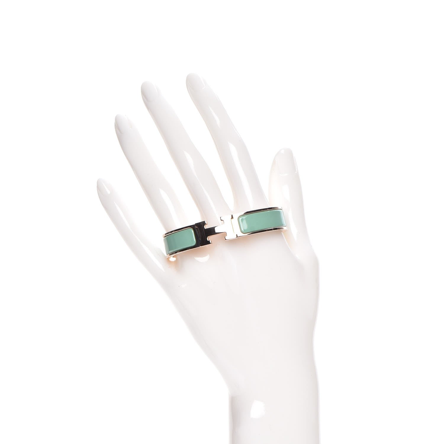 Hermes Enamel Narrow Clic Clac H Bracelet PM Vert Aqua 2 of 6
