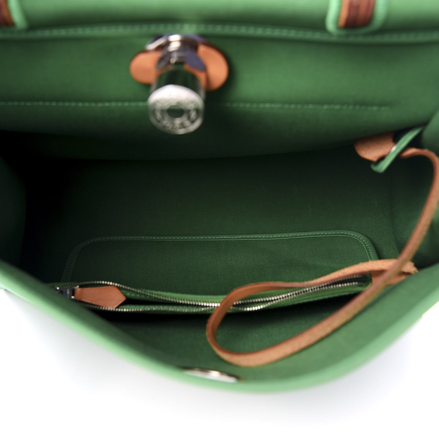 Hermes Vache Hunter Toile Herbag Zip 31 PM Cactus Natural 4 of 7