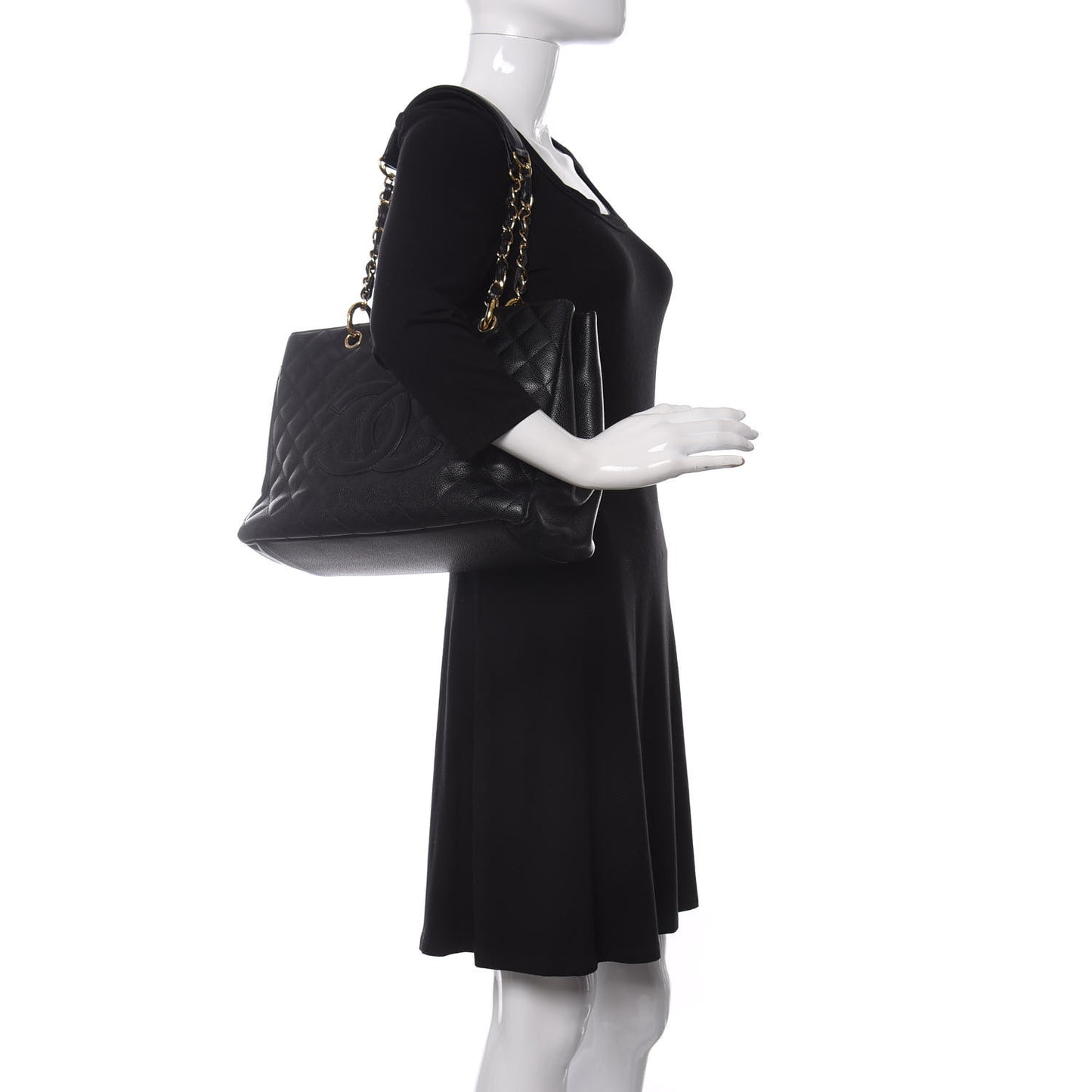 Caviar Quilted Grand Shopping Tote GST Black