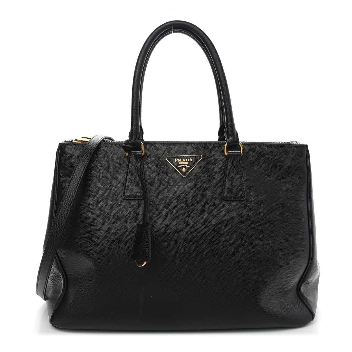 Saffiano Large Galleria Double Zip Tote Black