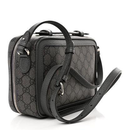 Gucci GG Supreme Monogram Textured Dollar Calfskin Small Ophidia Top Handle Shoulder Grey Black Graphite Grey 3 of 9