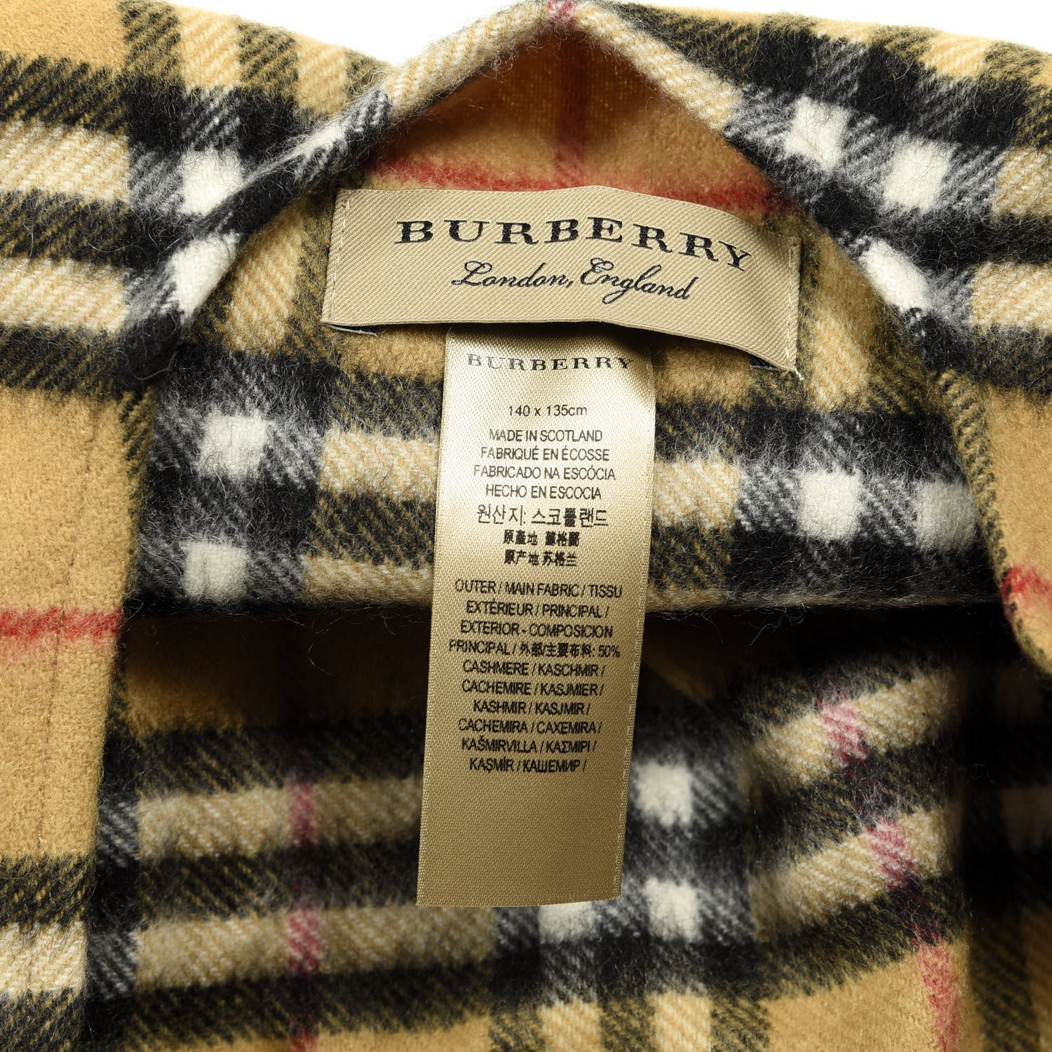 Burberry Cashmere Vintage Check Cape Scarf Antique Yellow 2 of 2