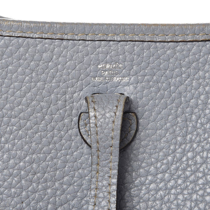 Hermes Taurillon Clemence Amazone Evelyne TPM Bleu Lin 6 of 14