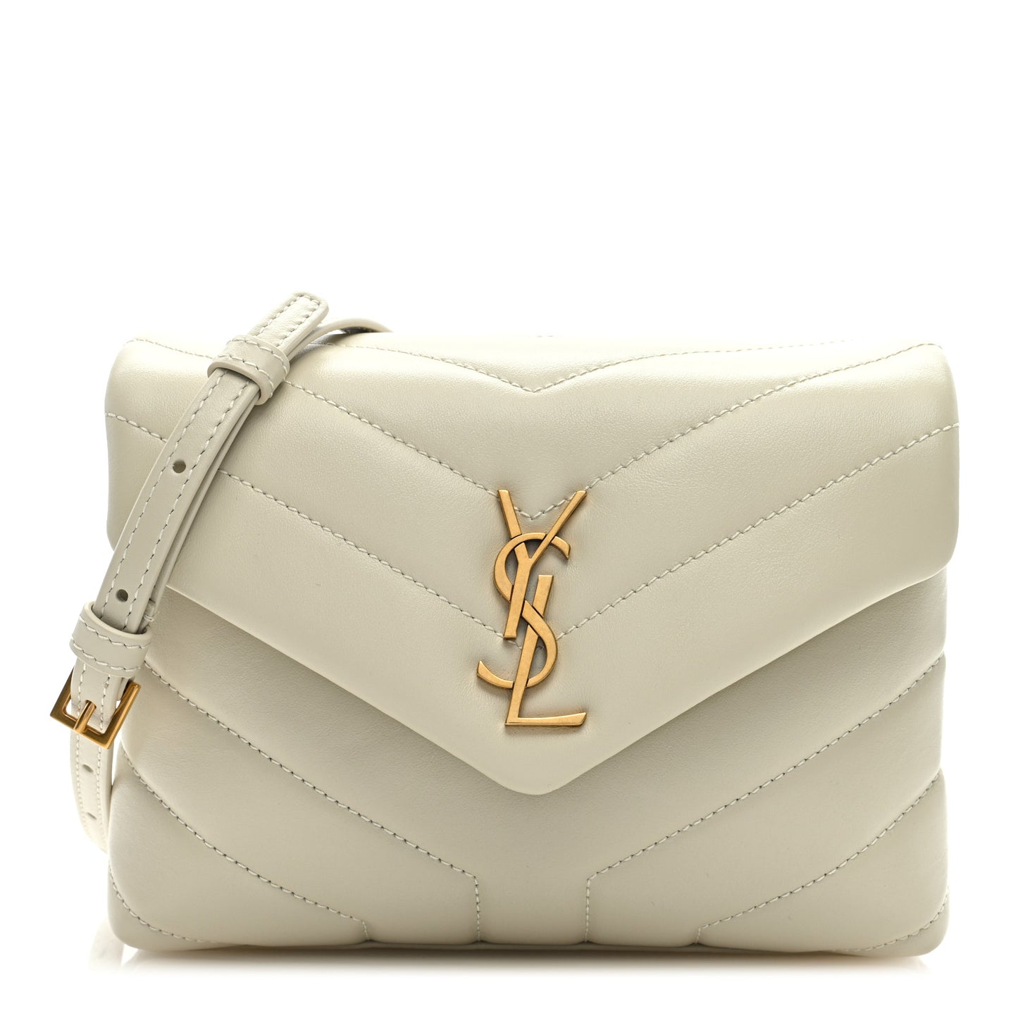 Calfskin Y Quilted Monogram Toy Loulou Crossbody Bag Blanc Vintage