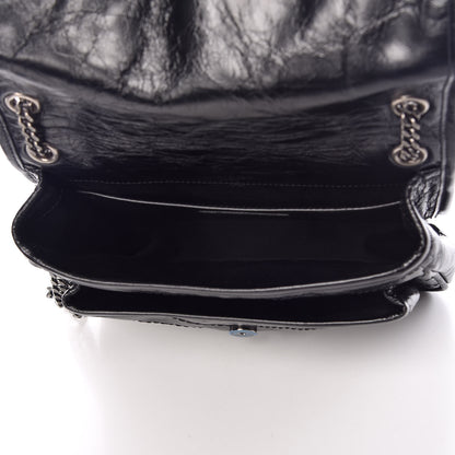 Saint Laurent Crinkled Calfskin Matelasse Monogram Baby Niki Chain Satchel Black 5 of 10