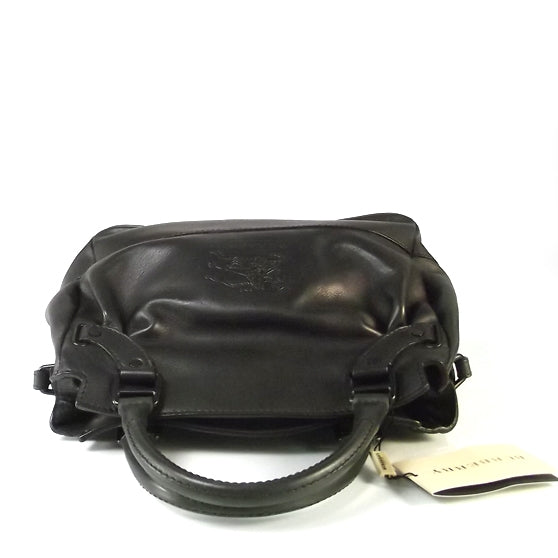 Baby Burnished Leather Tote Black