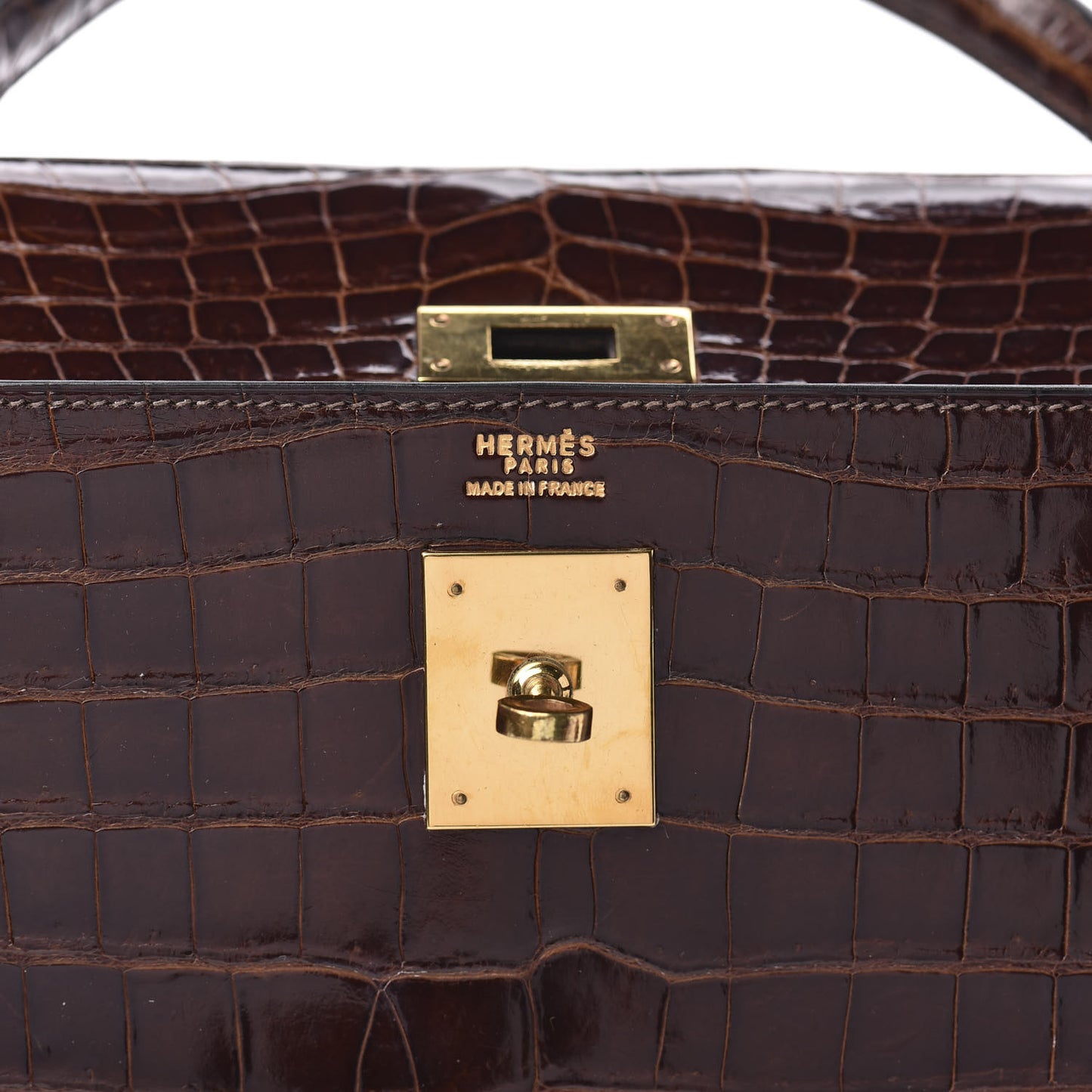 Shiny Niloticus Crocodile Kelly Sellier 32 Havane