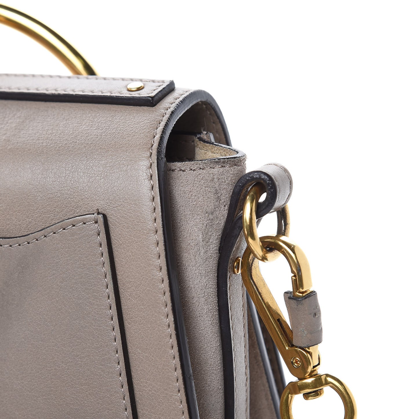 Calfskin Suede Medium Nile Bracelet Bag Motty Grey