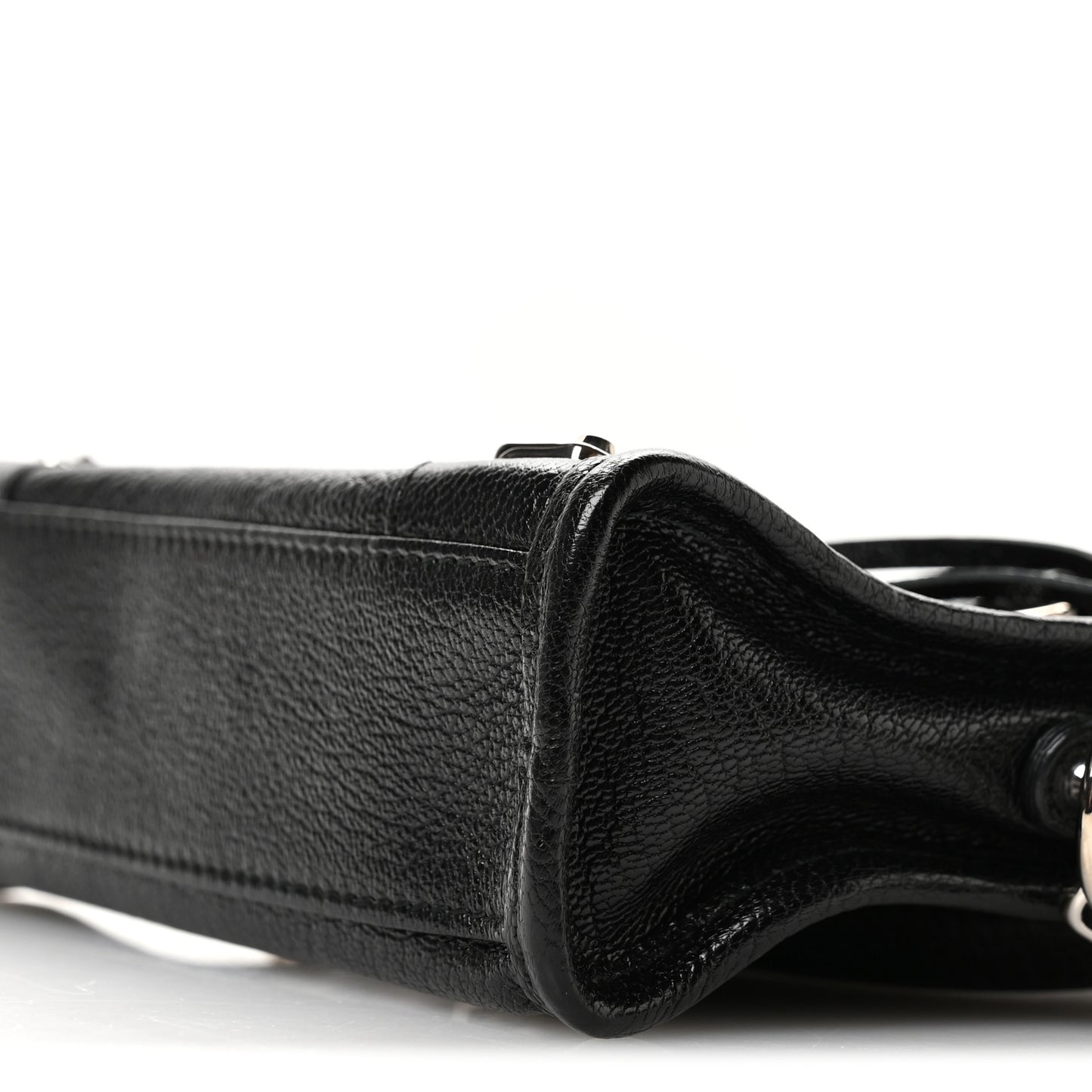 Chevre Silver Metallic Edge Hardware Nano City Black