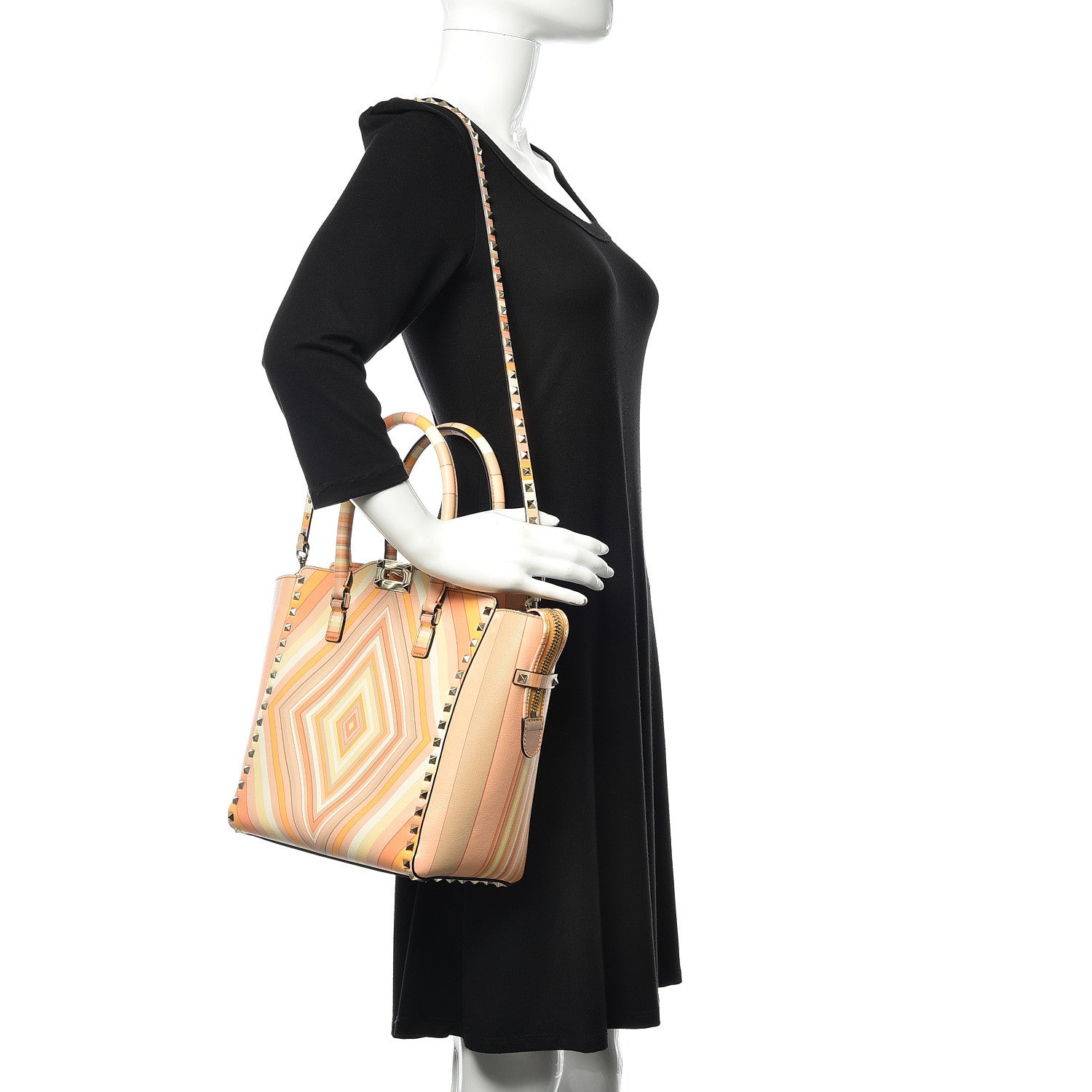 Valentino Garavani Vitello Native Couture 1975 Rockstud Double Handle Tote Mandarin Sorbet 2 of 10