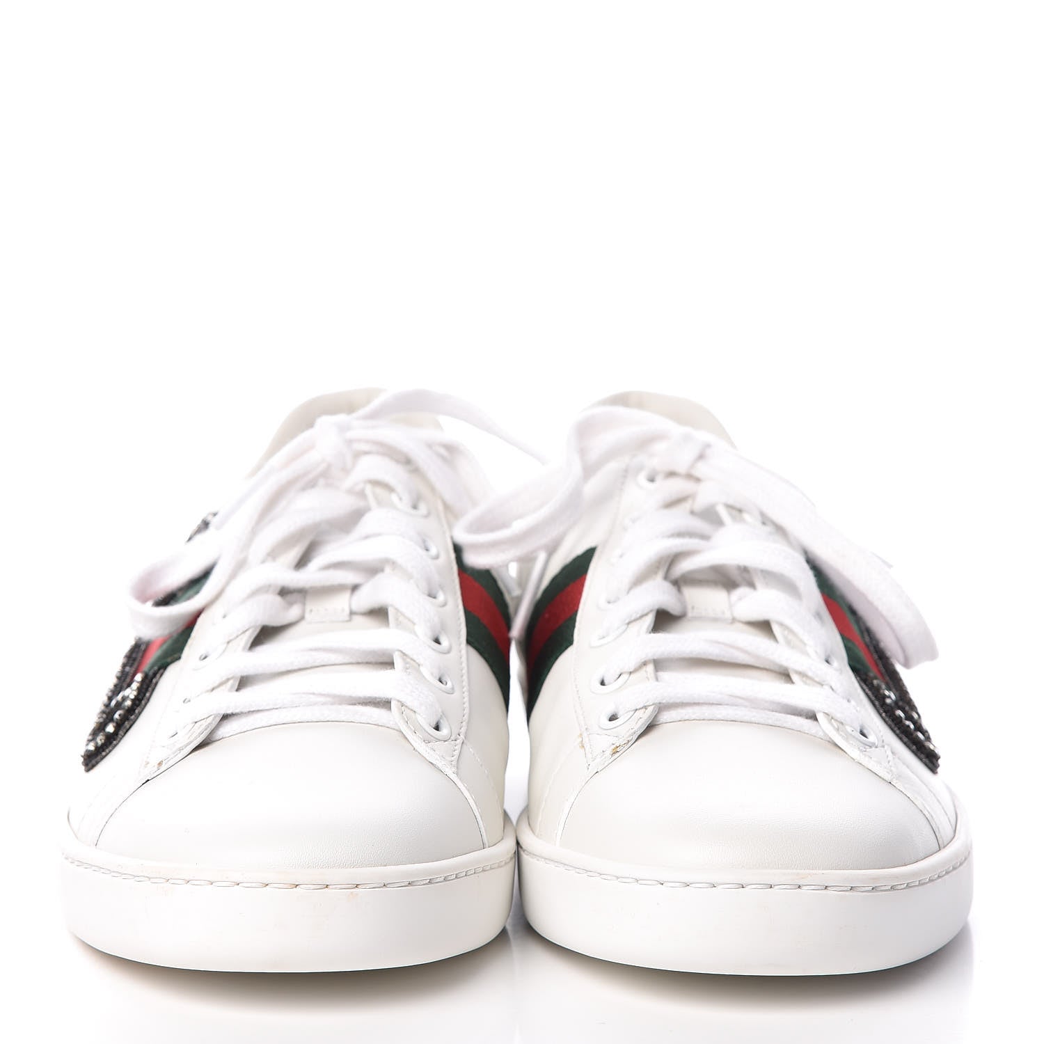Gucci Calfskin Web Studded Low Pin Womens New Ace Sneakers 39 White 2 of 10